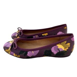 COACH Lara Eggplant Purple Floral Leather Ballet Flats 5.5